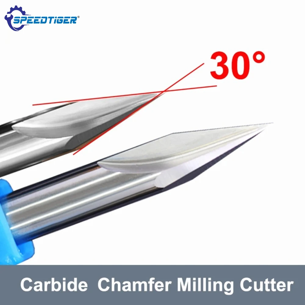SPEEDTIGER Solid Carbide Chamfer Milling Cutter 30 Degree HRC60 Countersink Chamfering Mill V Groove 3 4 5 6 8 10MM For Aluminum