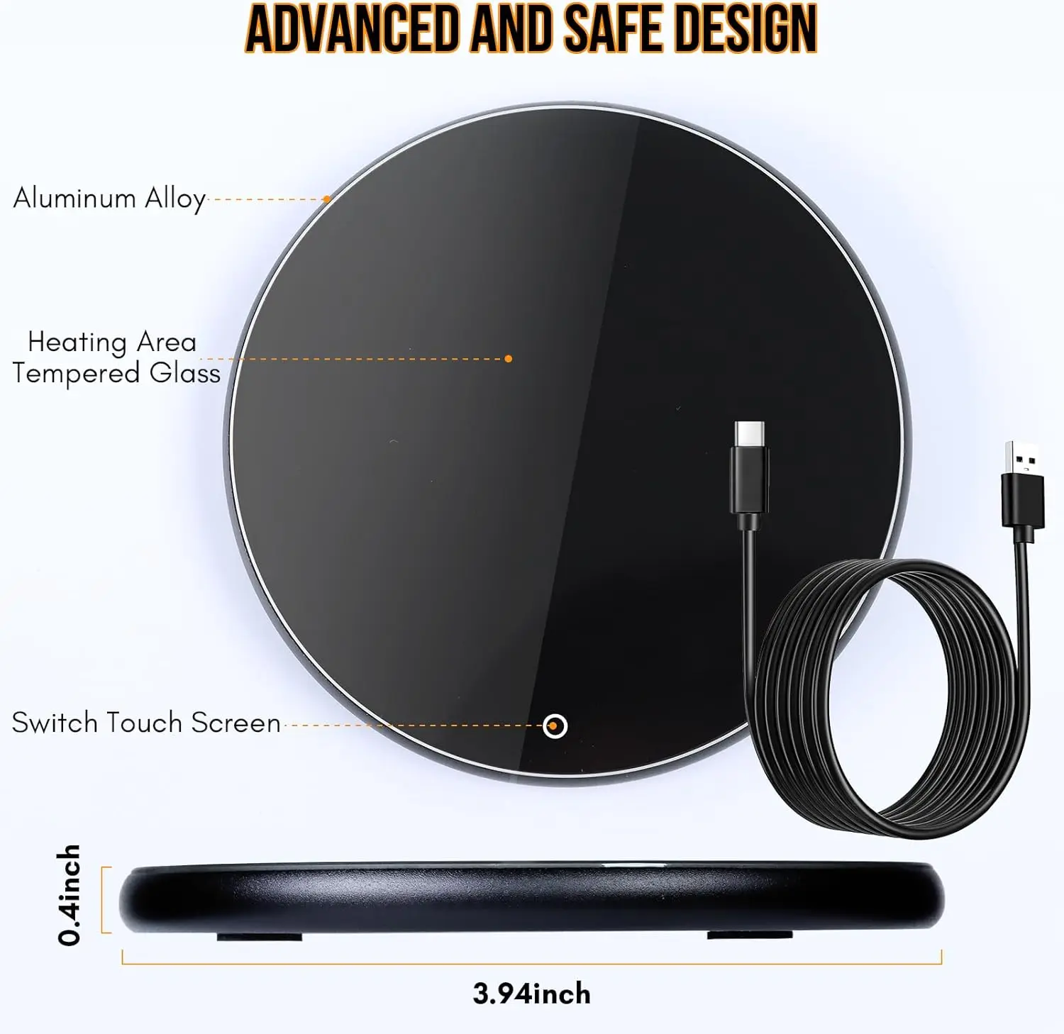 مدفئ كوب تسخين سريع USB ، طبق مج قهوة ، مدفئ شموع للمكتب ، إيقاف تلقائي 8 ساعات ، مقاوم للماء