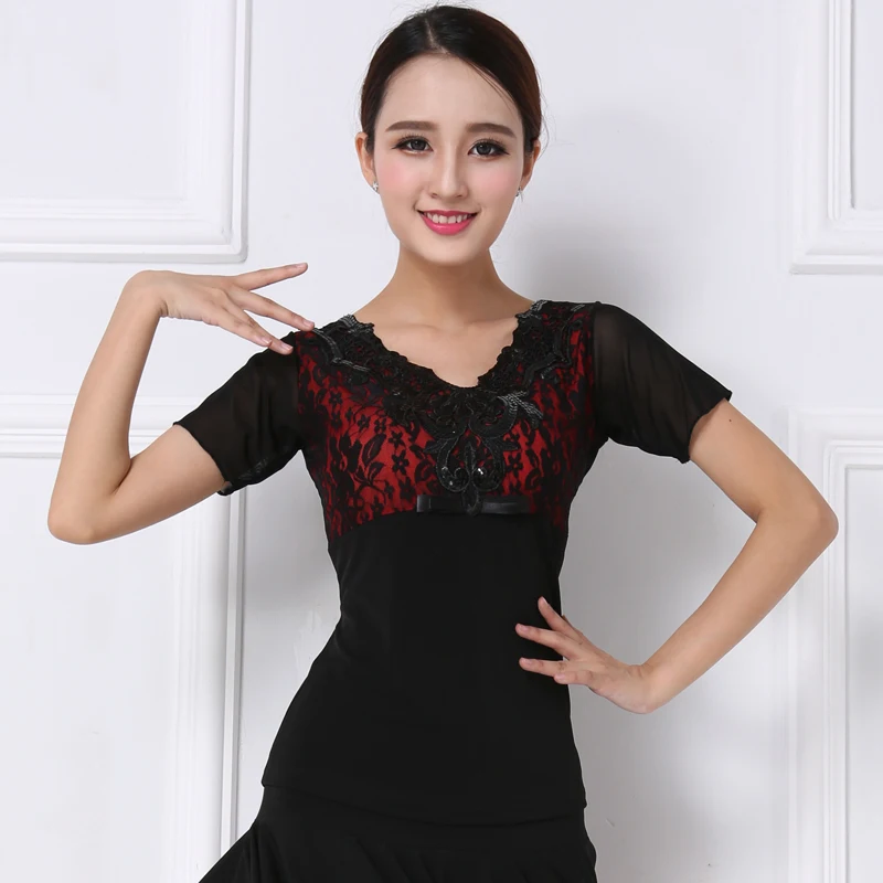 top-de-manga-corta-para-baile-de-salon-ropa-de-baile-social-disfraz-de-baile-moderno-para-mama-ropa-deportiva-de-fitness-transpirable-para-practica