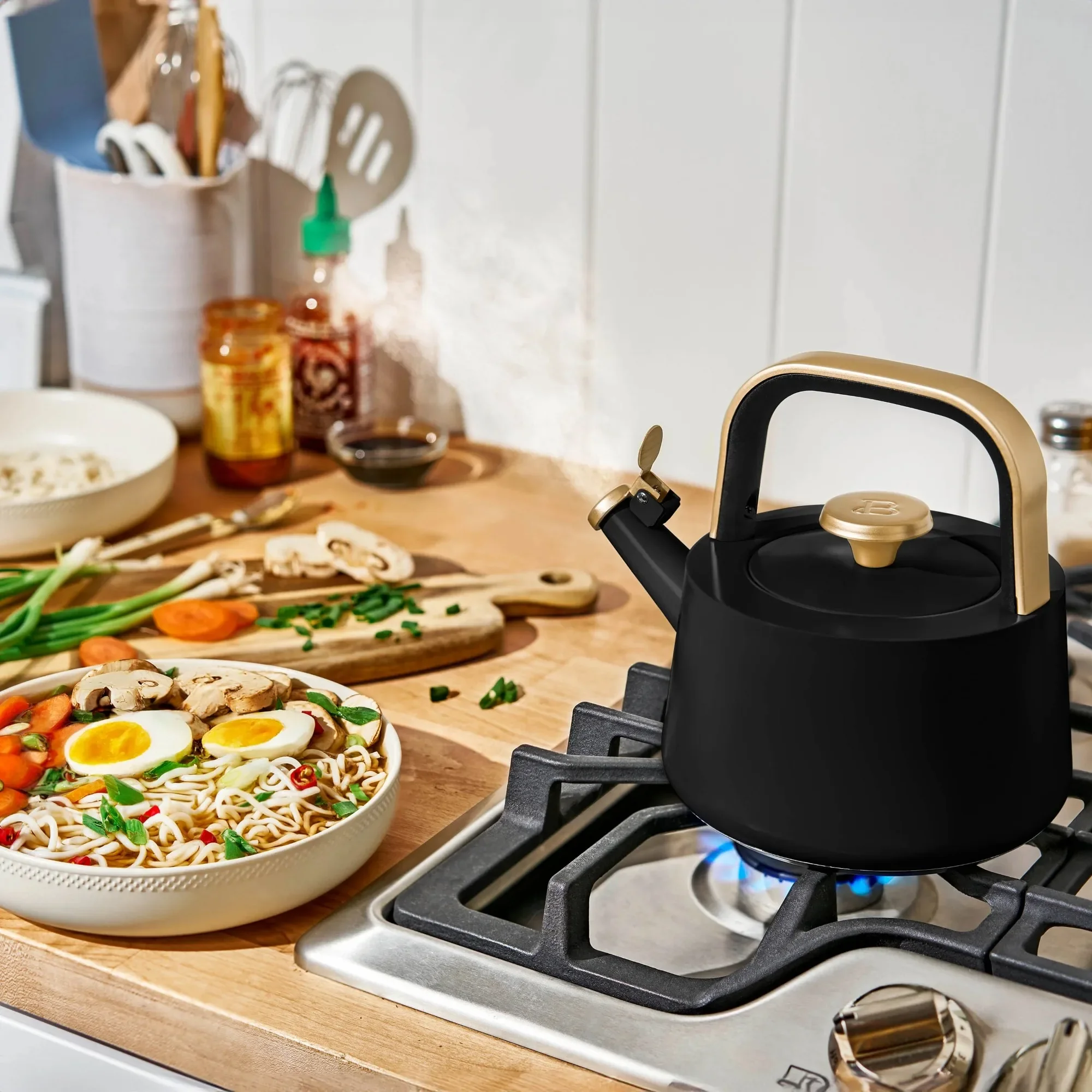 

1.8L Ceramic Non-Stick Stovetop Tea Kettle, Black Sesame ,Easy Maintenance