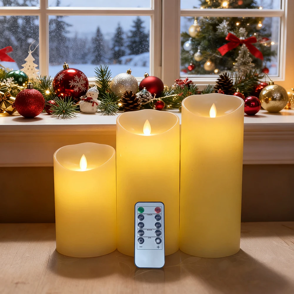 1pc LED Candles Lights, Flameless Candles Light Smooth Flickering Paraffin Wax Candle Lamp Battery Operated for Home Decoration