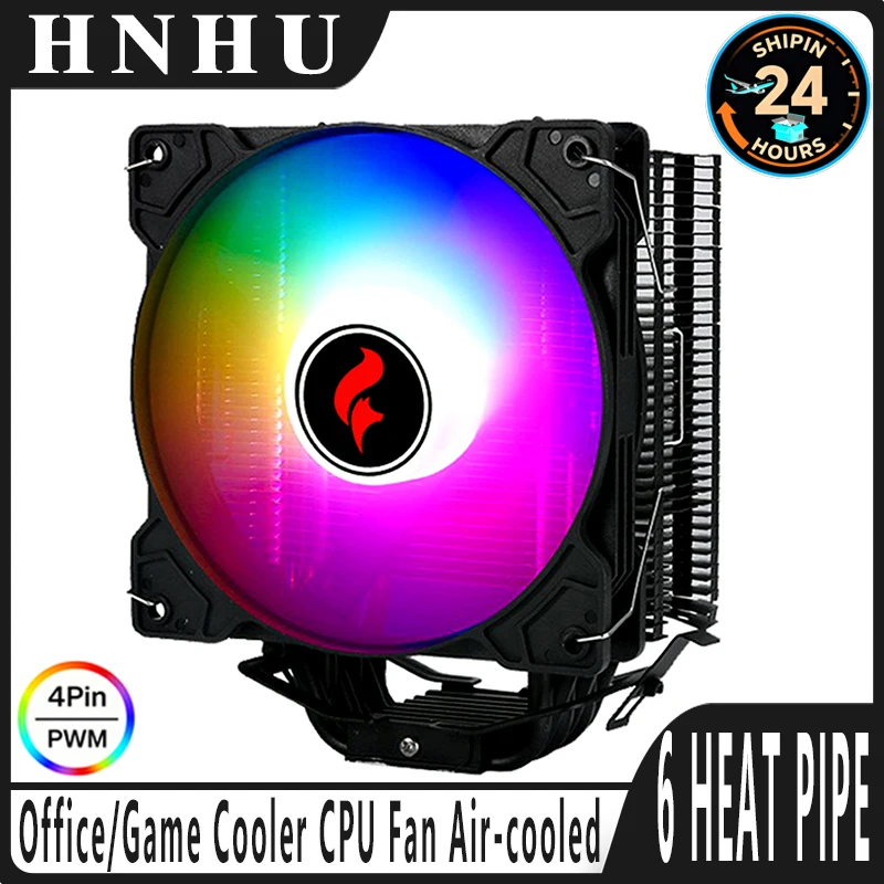 HNHU CPU Cooler 120mm Fan 4Pin/PWM x79 x99 AM3 AM5 AMD Processor 4/6 Heat Pipe Air-Cooled Installing LGA2011 2066 115x 1200 1700