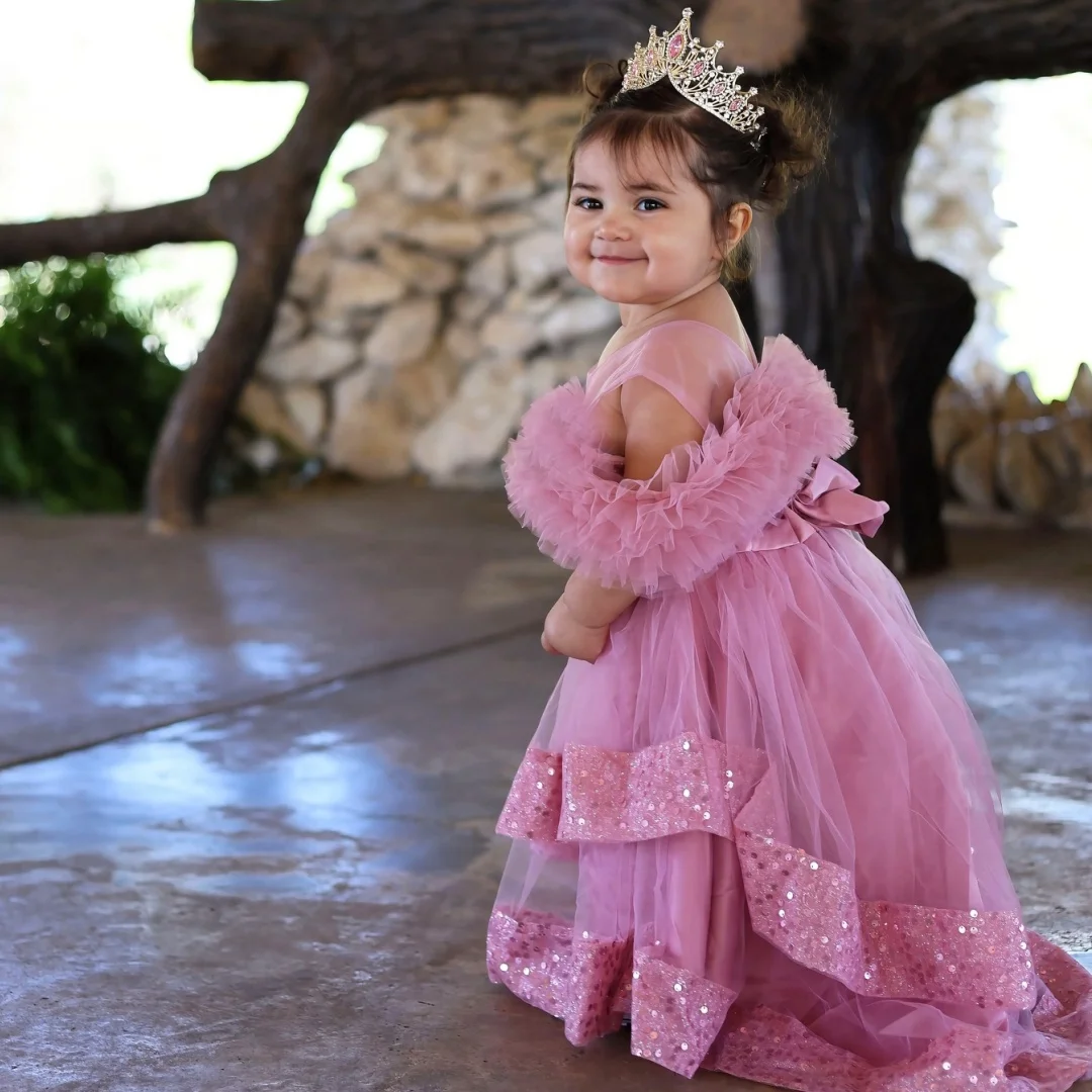 abito-da-damigella-personalizzato-rosa-con-applicazioni-floreali-senza-maniche-gonfio-per-bambina-per-matrimonio-compleanno-prima-comunione