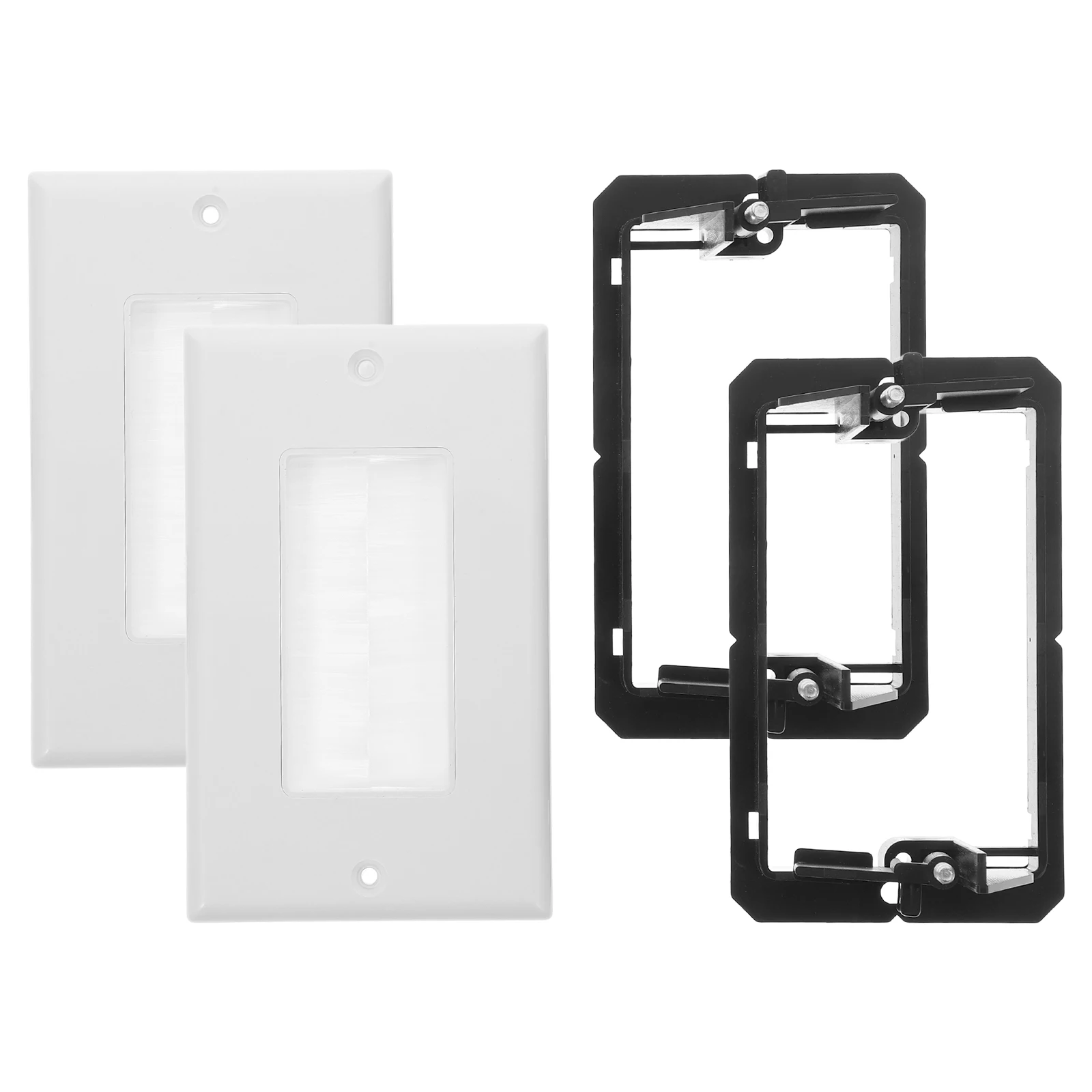 

1 set Brush Plate Cable Pass Through Low Voltage Bracket Wire Management PanelOutlet Cover Switch Brush Wire Entry Plate Covers