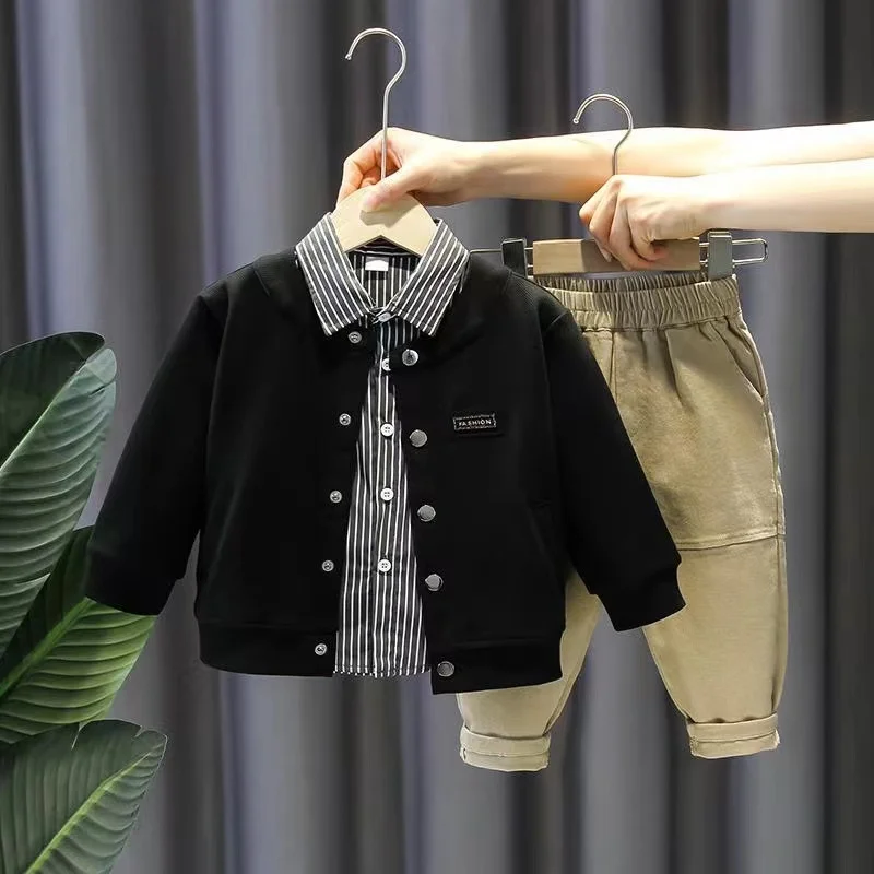 

Children's Spring Fashion Western Style Set Baby Handsome Versatile Children's Clothing Boys' Leisure Three Piece Set Trendy