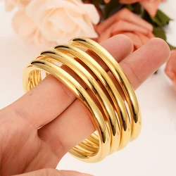 Fashion Dubai Gold Color Polish Jewelry Bangle Ethiopian Women Men Nicely Bracelets Wedding Bridal Gifts