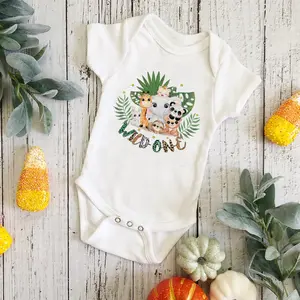 Wild ein Geburtstag Baby Body Body, Safari -Tiere gedruckt Strampler, Kinder 1. Geburtstag Jungle Party Outfit, Overall, Geschenk Babyparty 10 Hauptverkaufssafari -Kinderkleidung - №4