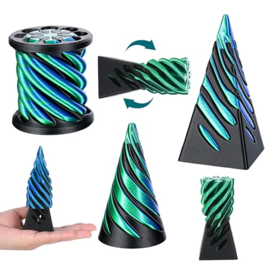

Quality Assurance 3 Pack Impossible Cone, 3D Printed Spiral Cone Fidget, Impossible Pyramid Passthrough Sculpture, Mini Vortex