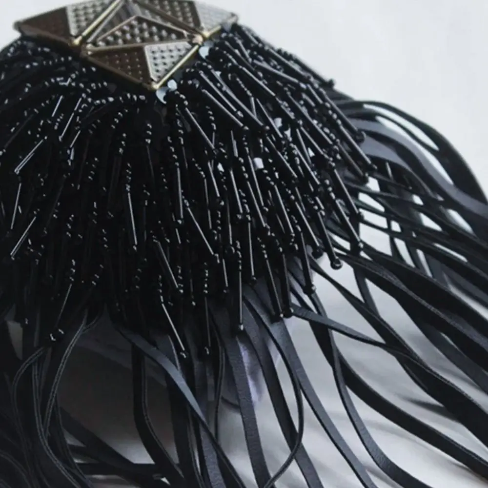 Beaded for Blazer Epaulet Leather Fringe Tassel Holder Epaulette Spikes Brooch Shoulder Brooches Women Men Suit Accessor