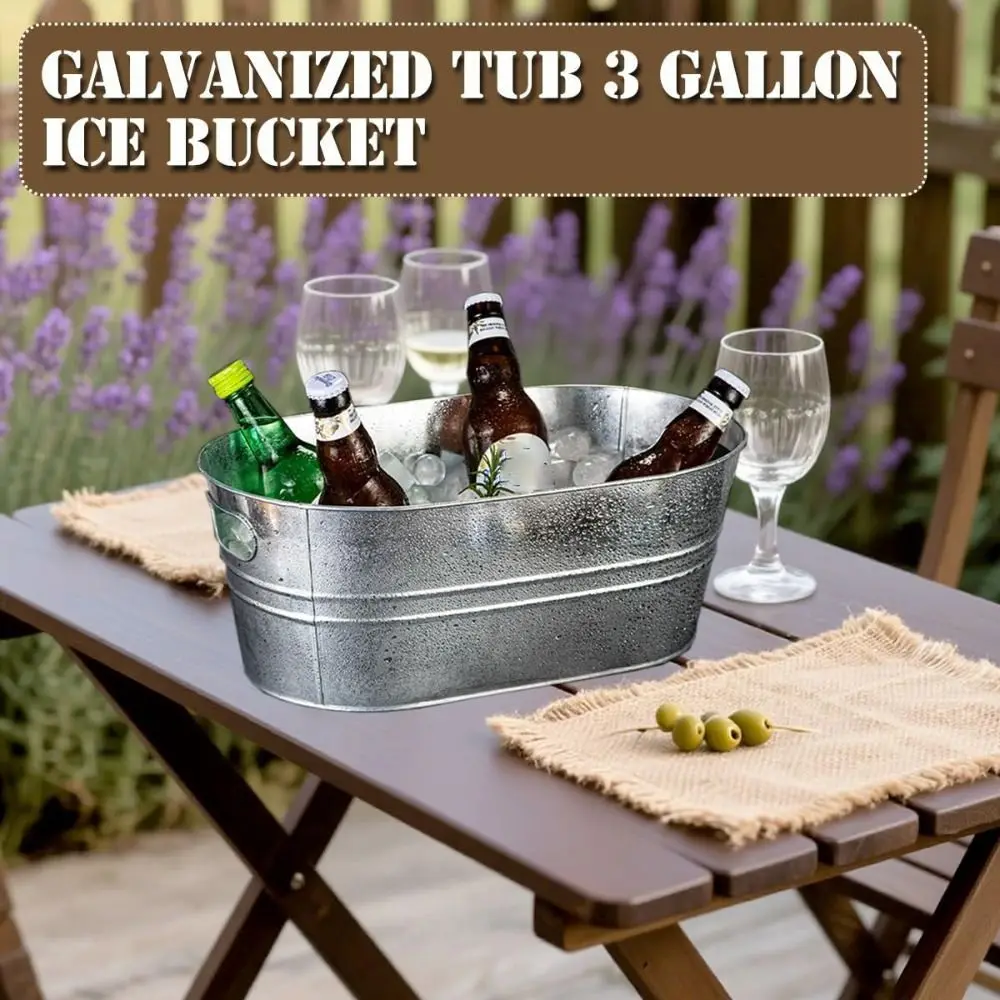 High Quality 15L Galvanized Tub Metal Large Capacity Beverage Tub Drink Bucket Bars