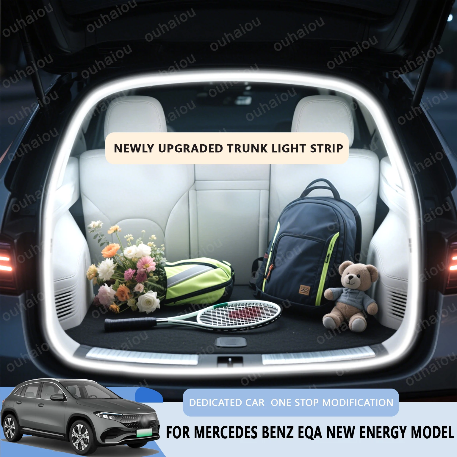 

For Mercedes Benz EQA (new energy ) trunk light modification light Atmosphere lights White warm white Rear Trunk LED Light Bar