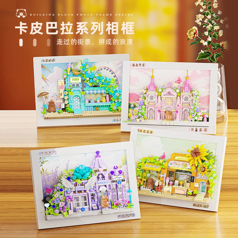 

Adults Micro flower shop Assembly Bricks Constructor Set photo frame Particle Building Blocks Toy for Children Diy Set for Kids