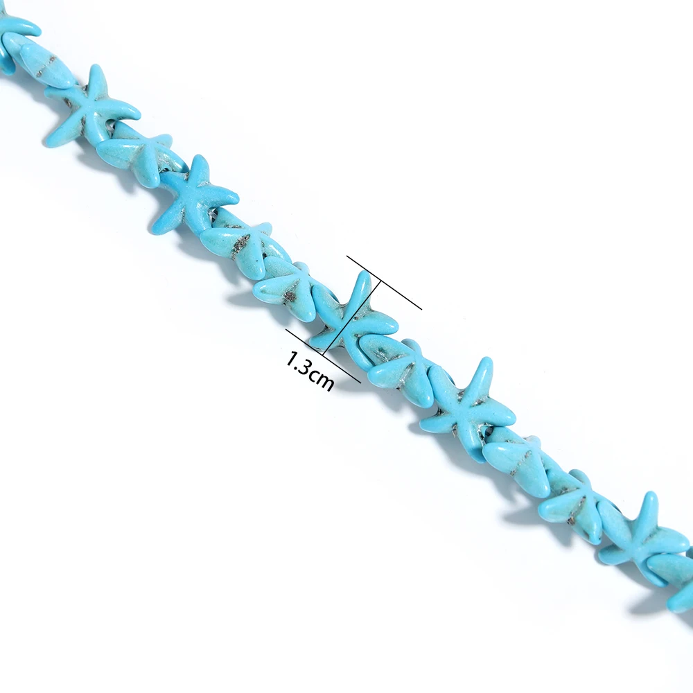 35Pcs 13mm Starfish Shape Natural Turquoise Stone Beads Colorful Howlite Handmade Beads for Jewelry Making DIY Pendant Crafts