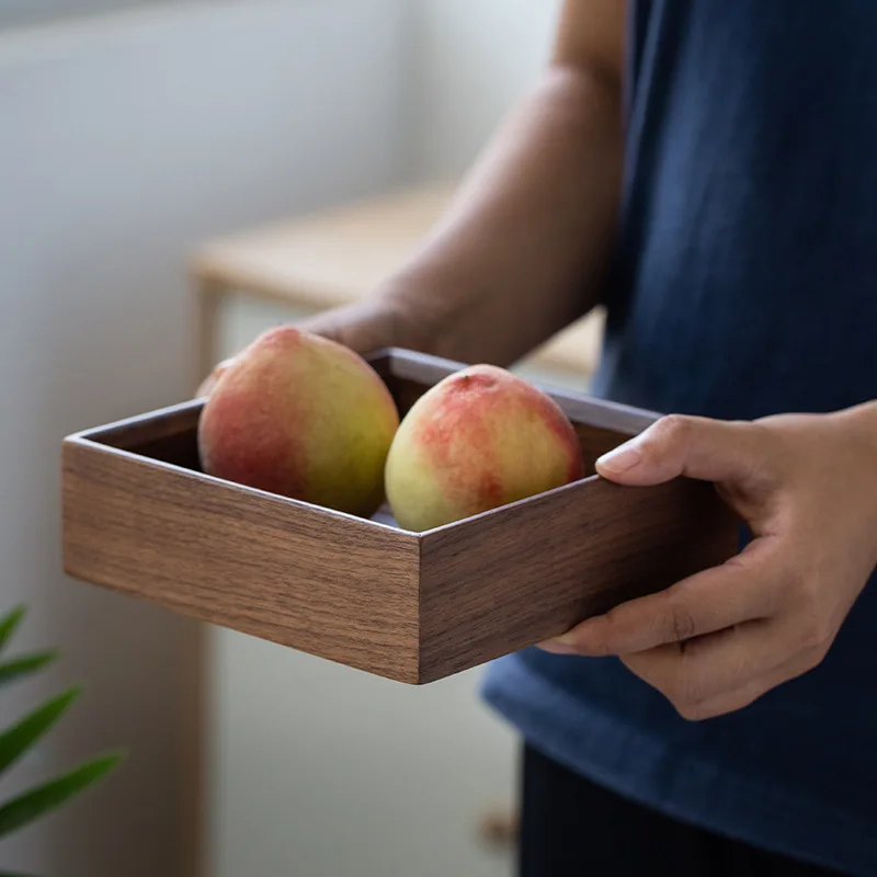 North America Black Walnut Wood Dish Square Tray Japanese Style Tableware Household Dim Sum Plate