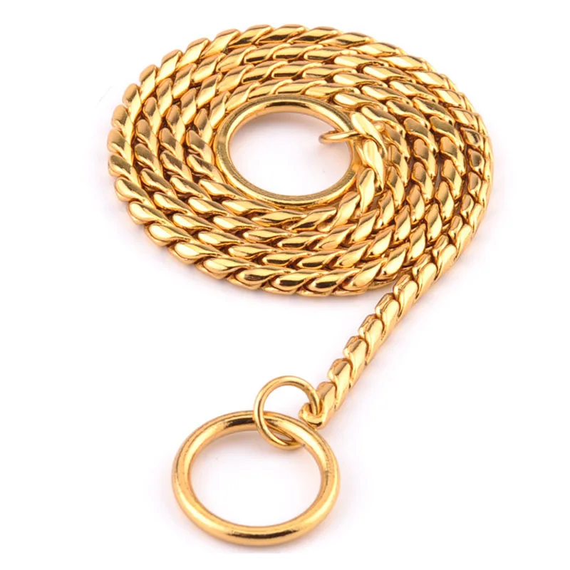 Heavy Duty Dog Choke Collar Slip Dog P Chain Snake Collar Plating Anti-Rust Dog Training Collars for Small Large Dogs Black/Gold - view 6