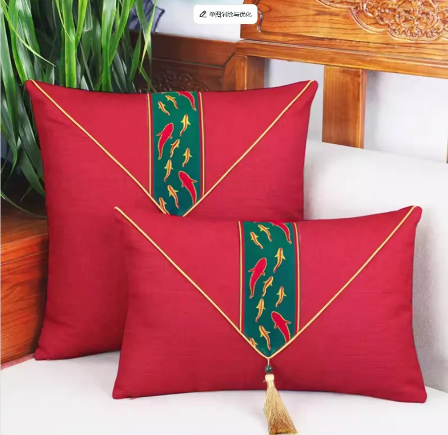 New Chinese Vintage Linen Pillow Cover Soft Waist Support Pillow For Mahogany Chair Sofa Bay Window Home Decor
