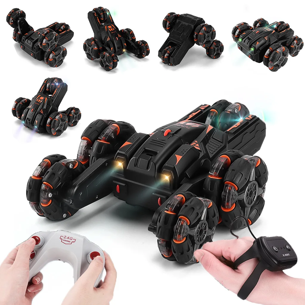 RC Cars 2.4G Remote Control Swing Arm Five Rounds Stunt Multifunction Gestures Gravity Car Toy Drift Climbing Boy Girl Gifts