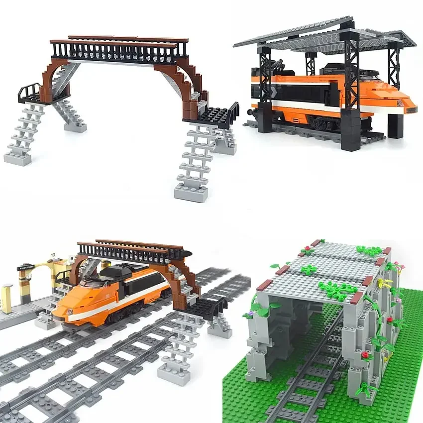 NEW City Trains Flexible Tracks Soft Straight Curved Rails Switch Building Block Railways Models Creative Toys For Kids Gifts