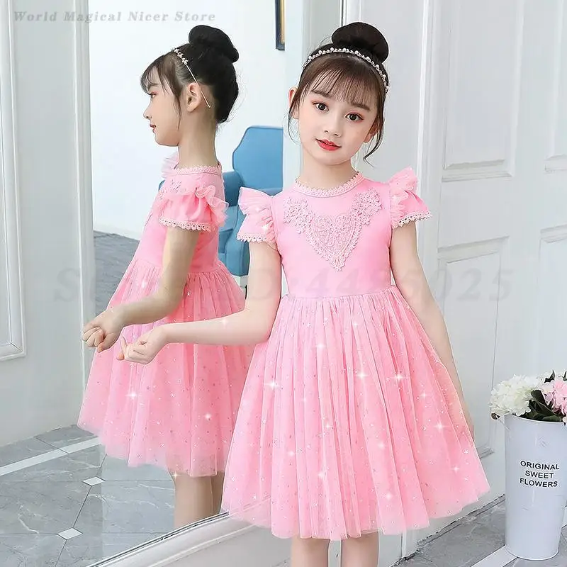 キッズプリンセスドレス女の子ダンスパフォーマンス衣装甘いメッシュ-vestidos-子供のフェスティバルパーティードレスステージ服