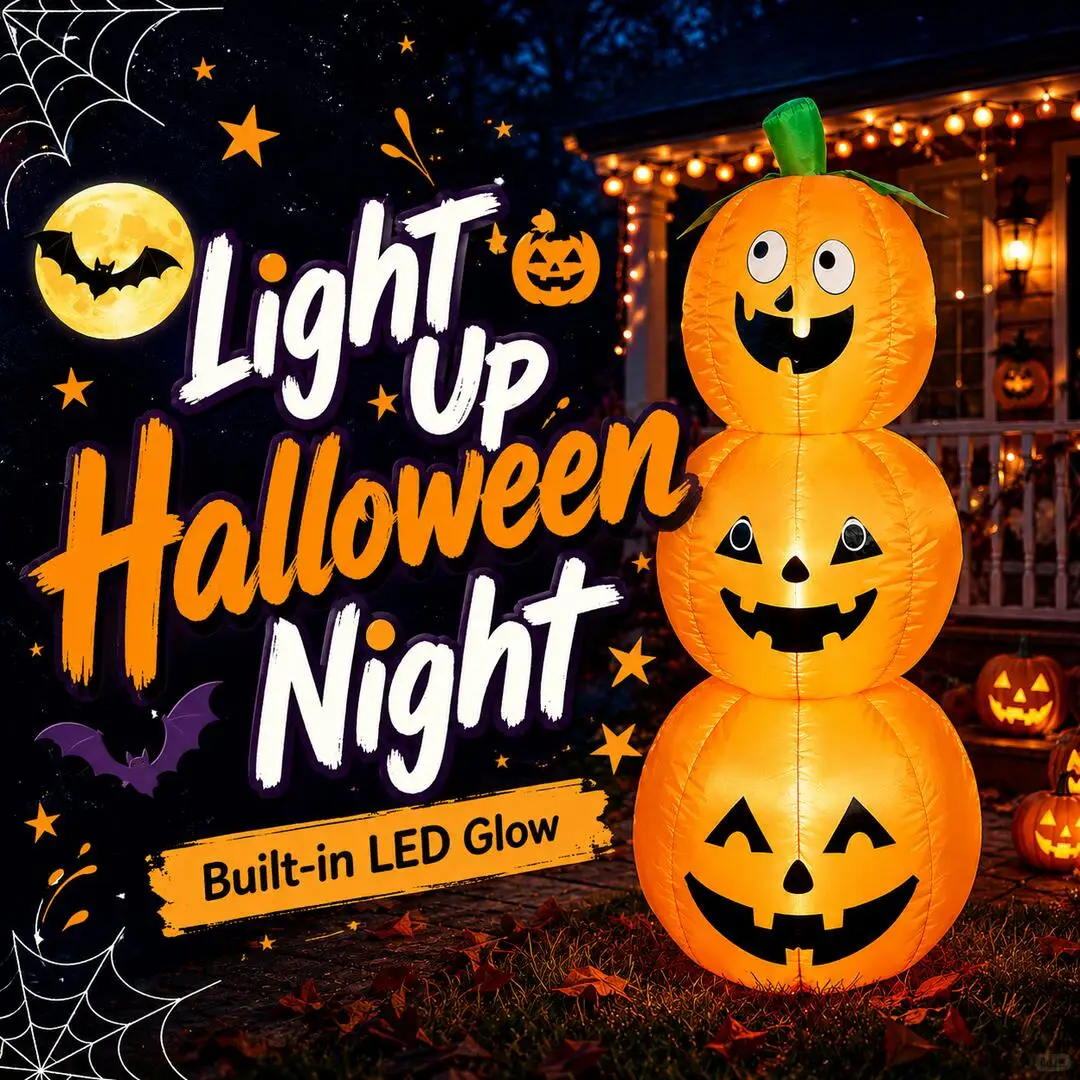 12mの積み重ね可能なledライト付きインフレータブルハロウィンパンプキン、屋外ヤードパーティー用インフレータブルデコレーション、素晴らしいホリデーギフト