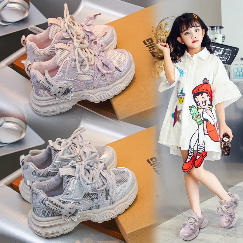 

Winter Children's Cute Sneakers Autumn Fashion Rabbit Flower Girls' Running Shoes Lightweight Comfortable Soft Sole Casual Shoes