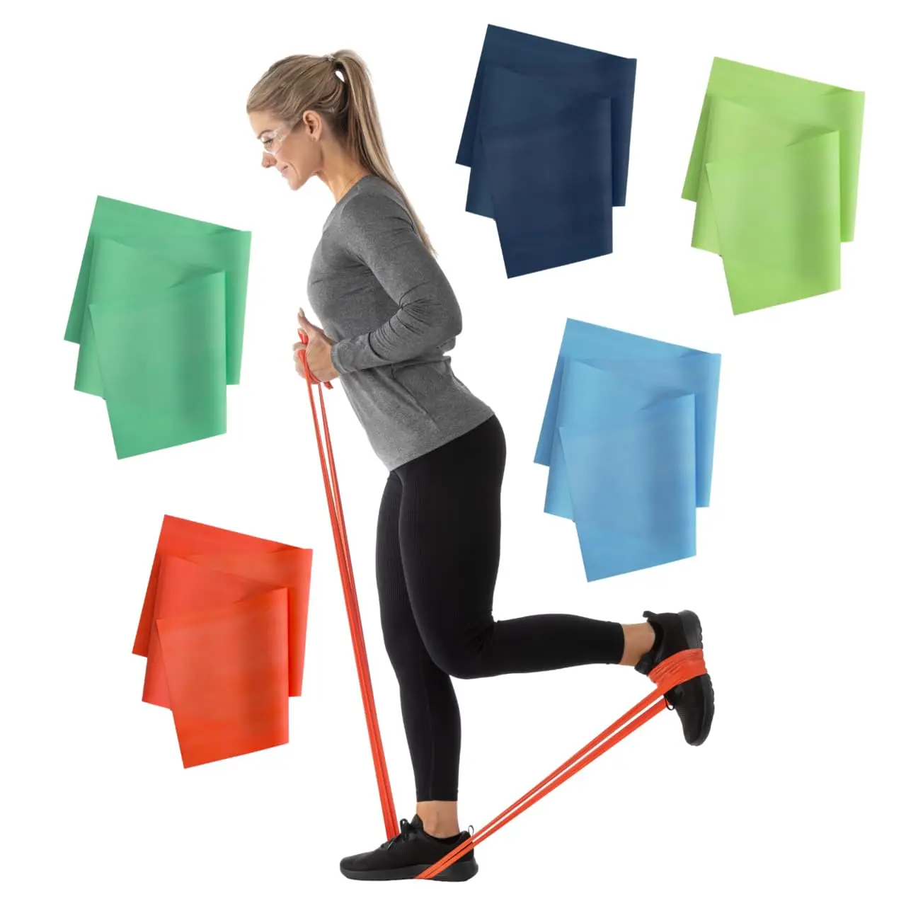 Sammons Preston 5pk Bandas de resistencia para hacer ejercicio, bandas de ejercicio sin látex, bandas de resistencia para fisioterapia, mejoran S