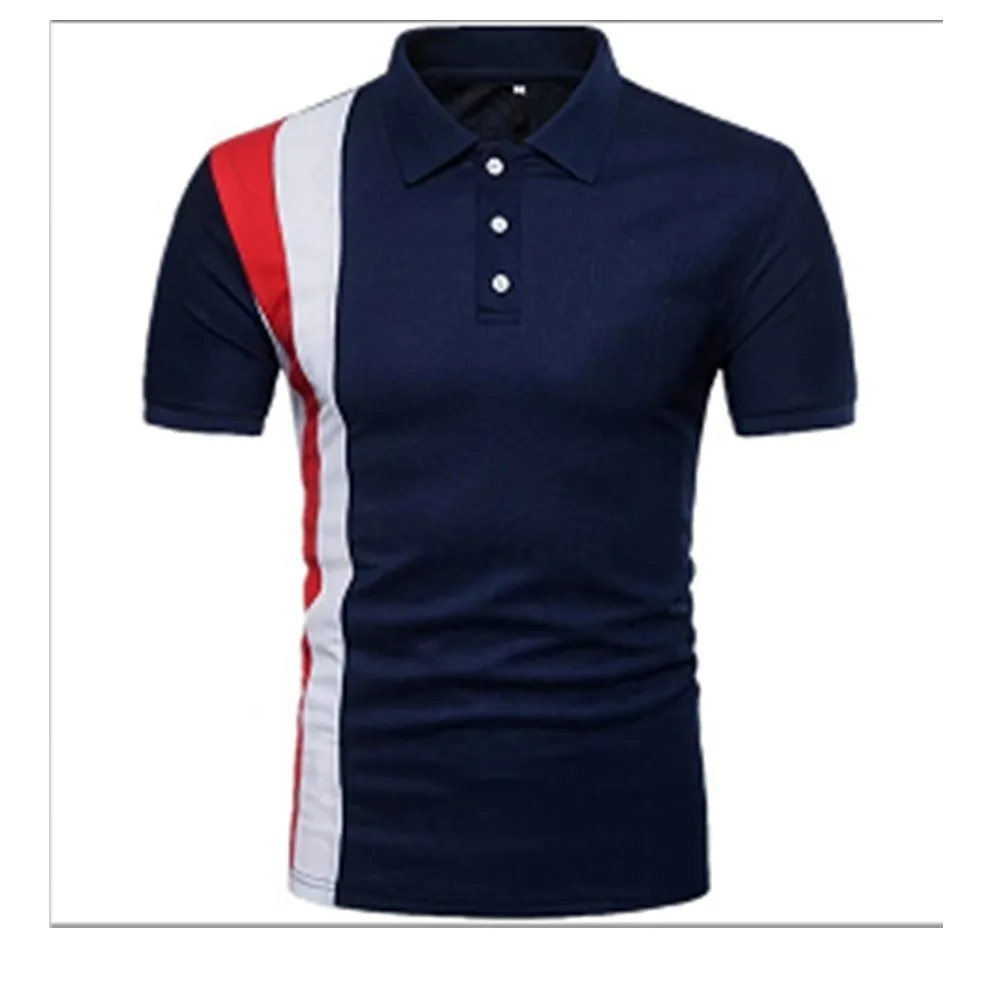 2025 New men's top for foreign trade, seasonal color matching short sleeved casual polo