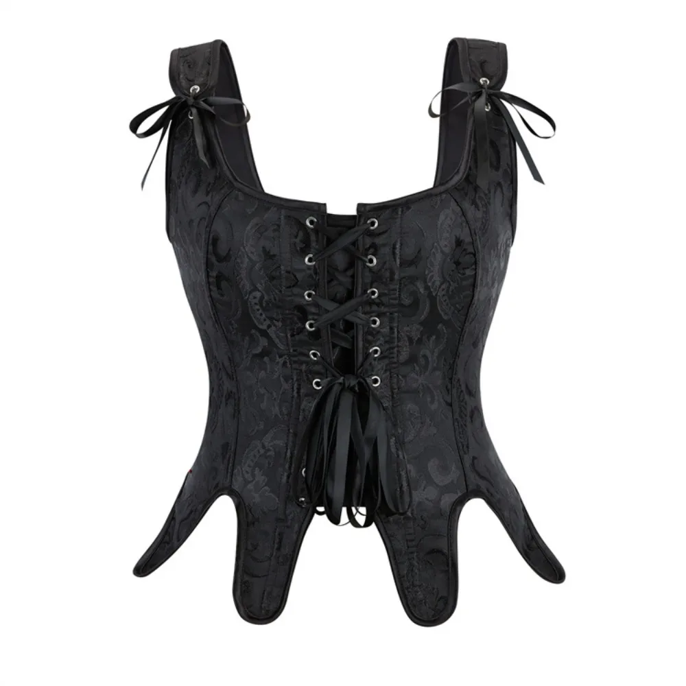 New Jacquard Petal Print Corset Slimming and Shaping Waist and Abdomen Jacquard Overbust Bustier Vest Medieval Steampunk