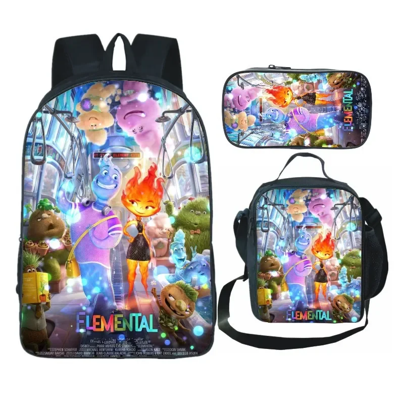 

3PC-SET Disney Elemental Peripheral Schoolbags for Primary and Secondary School Students, The Best Gift for Children