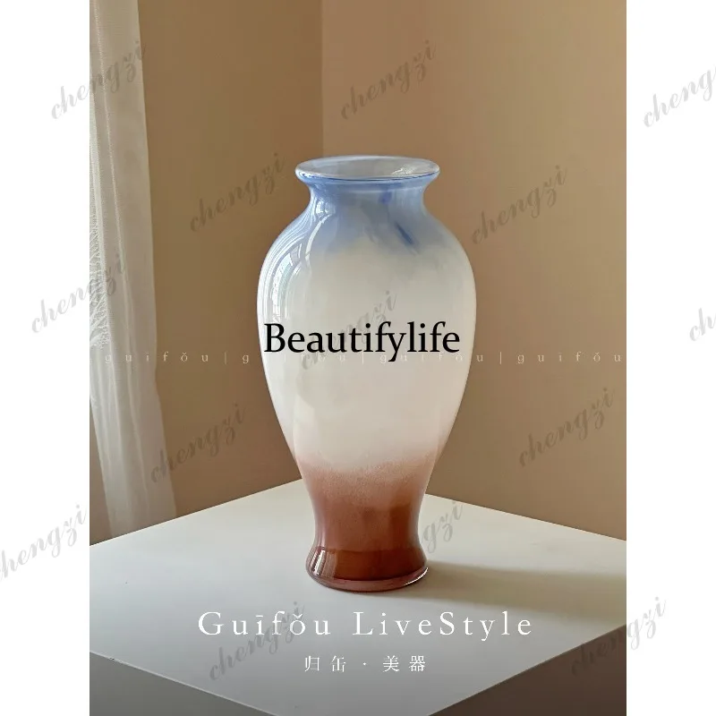 A95 Song's aesthetics water-raised flower arrangement glazed plum bottle glass entrance living room ornament