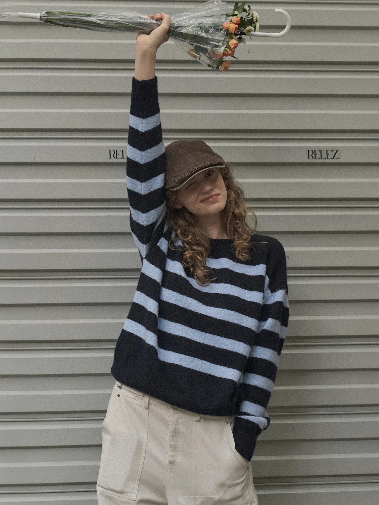 

Женский шерстяной свитер Relez в полоску, осенне-зимний, свободного кроя, с круглым вырезом, универсальный, удобный, в стиле кэжуал, из полиэстера