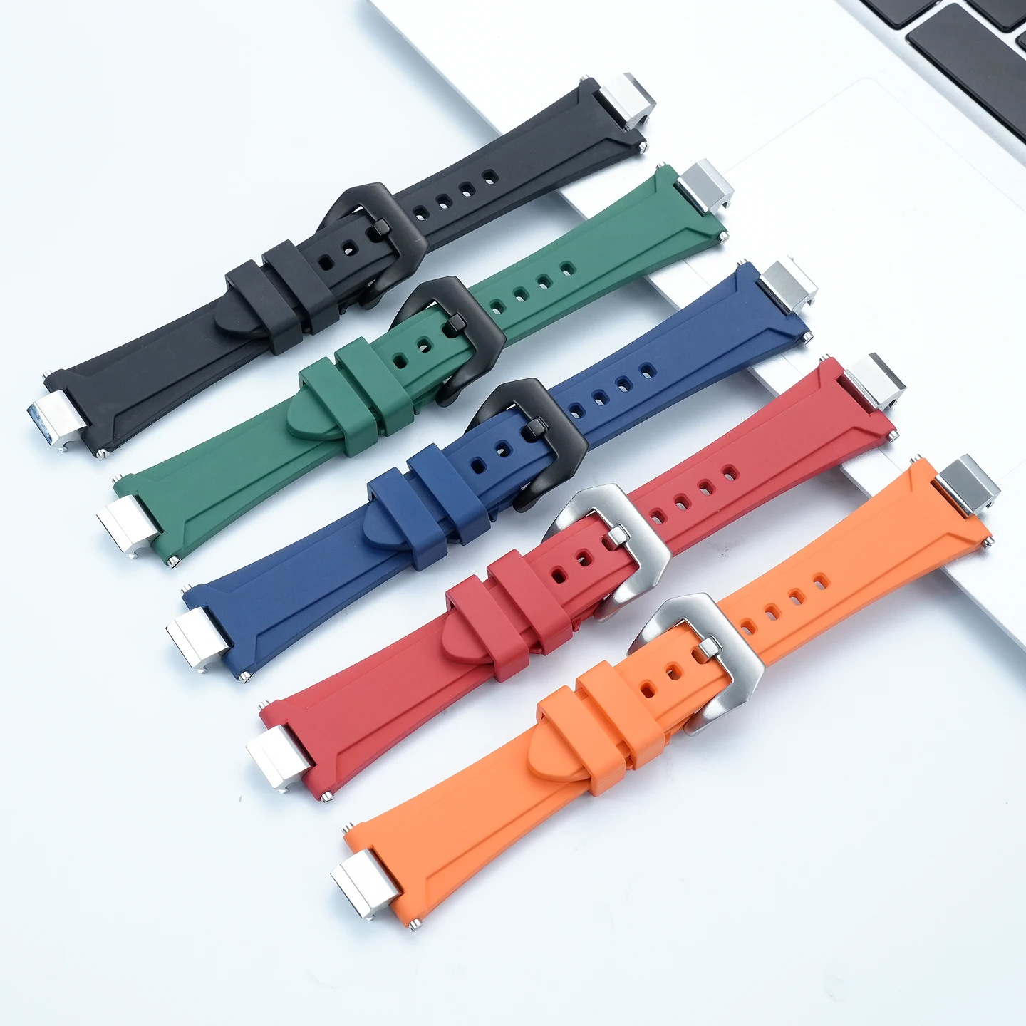 High Quality Fluororubber Watch Band for Casio EDIFICE 5698 ECB-2000 EFS-S641, Waterproof Dustproof Sport Men Watch
