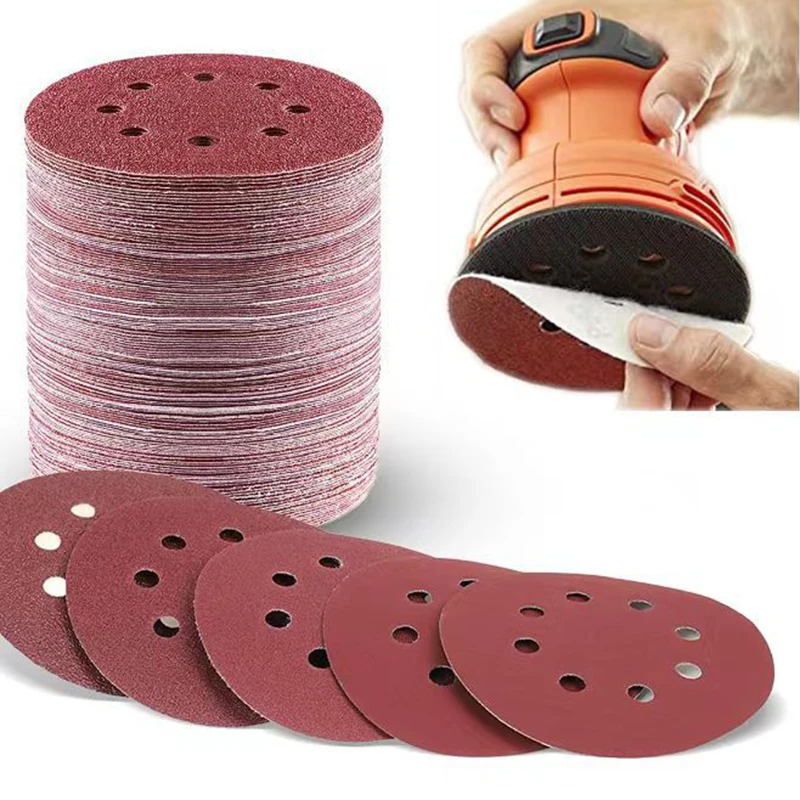 

5 Inch 8 Hole 125mm 20 Pcs Sandpaper Woodworking Metal Grinding Disc Abrasive Polishing Tool 40/1000/2000 Grit Sanding Discs