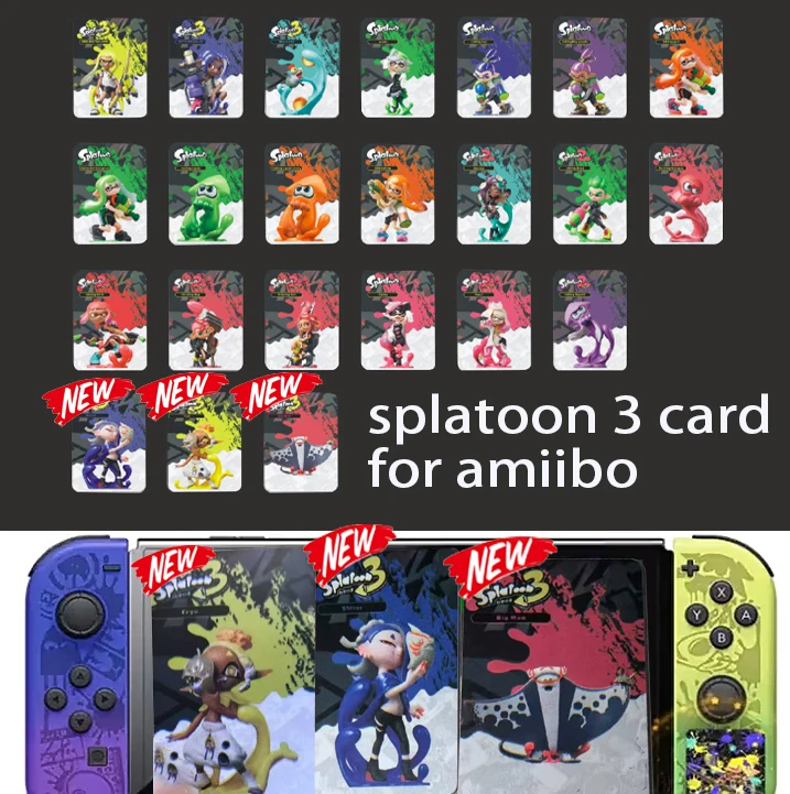 1/3/23Pcs Splatoon 3 Amiibo Mini Card for amiibo Splatoon PVC NFC Tag Game Cards Splatoon 3 PVC NFC Tag Game Cards for Switch