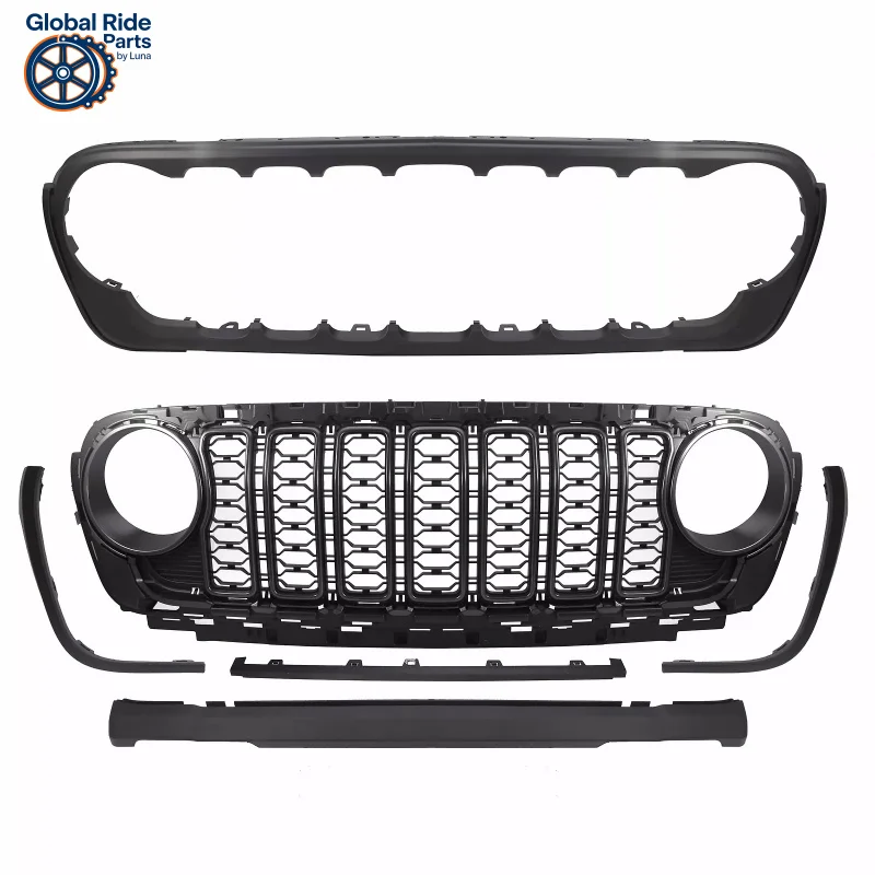 

Suitable for 2018-2024 Jeep Wrangler JL Gladiator JT Black Front Grille (Without Camera)