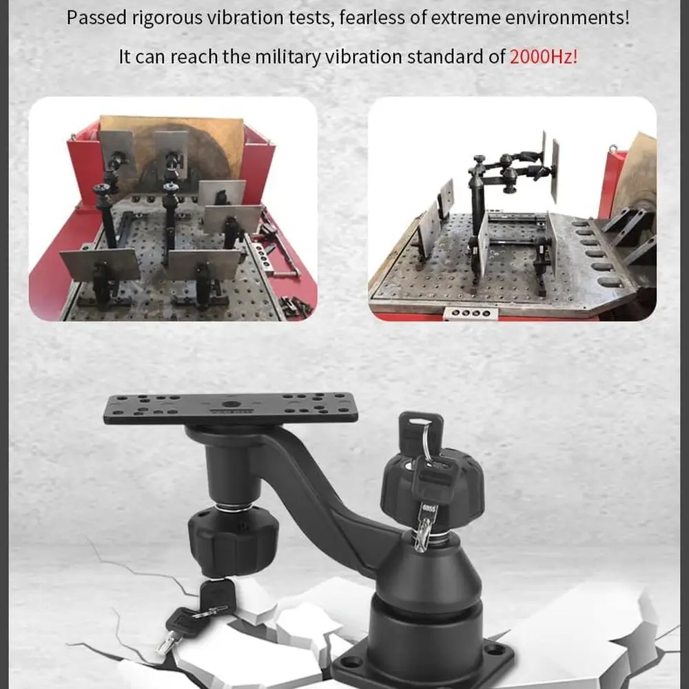 Kayak Fish Finder Mount with Lock, Aluminum Fish Finder Swing Mount with Rectangular Plate Boat Marine Electronics Mounts Compat