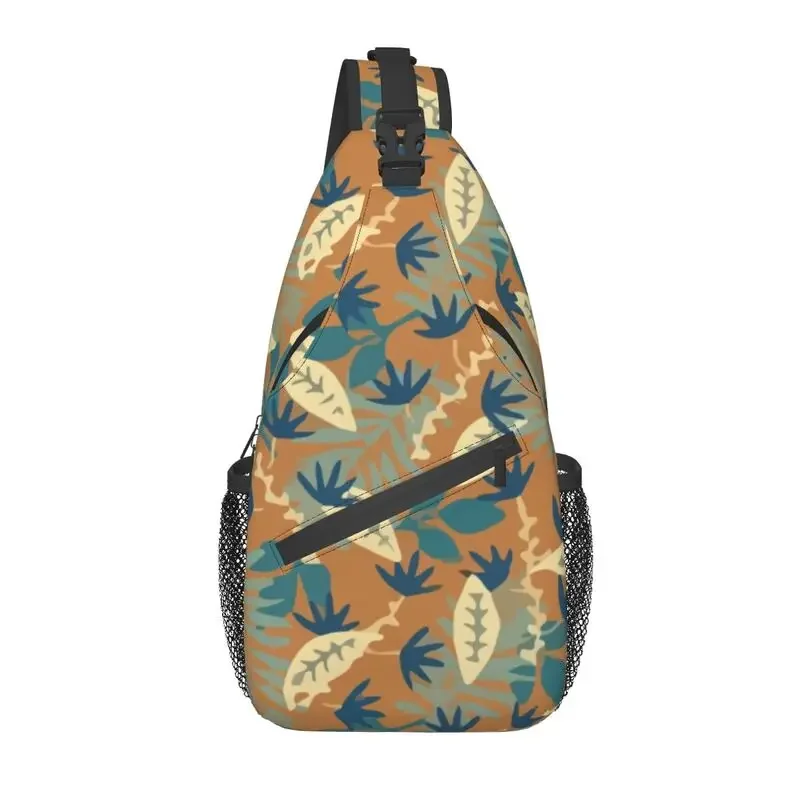 Fashion Summer Tropical Plants Crossbody Sling Backpack Men Botanical Leaves Shoulder Chest Bags for Camping Biking