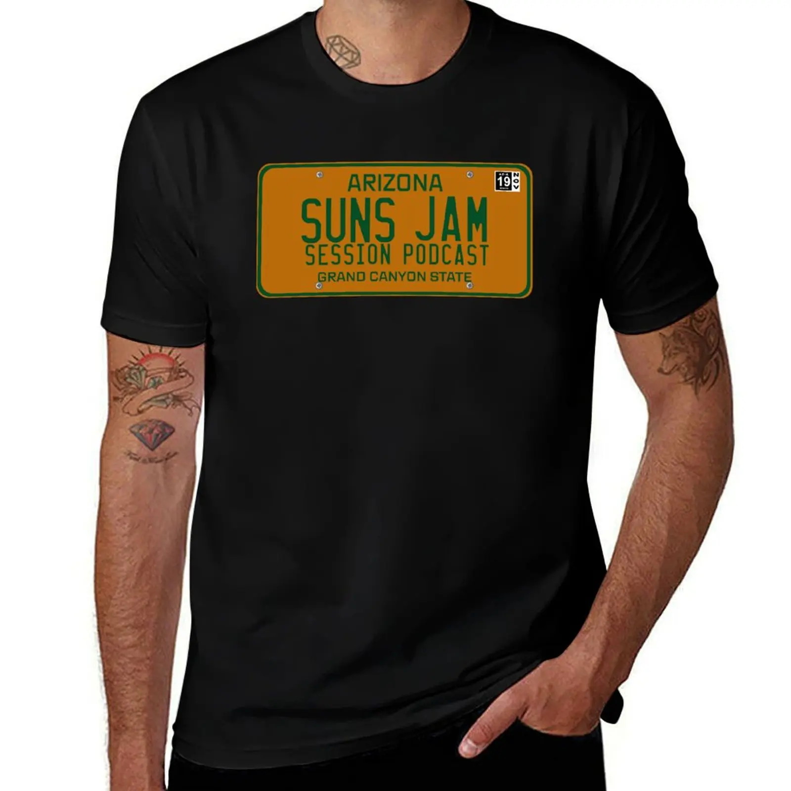 Suns JAM AZ لوحة ترخيص: 1976 تي شيرت تي شيرت للرجل القطن الناعم القطن تي شيرت رجل تي شيرت