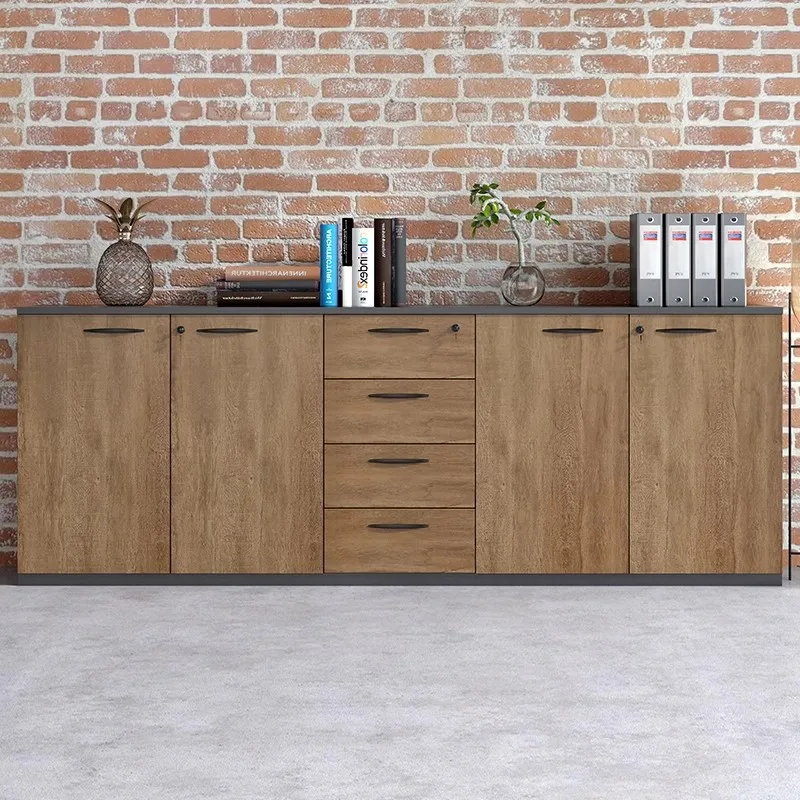 Wooden Locker Information Cabinet Printer Cabinet Storage Floor-to-ceiling Tea Cabinet with Lock