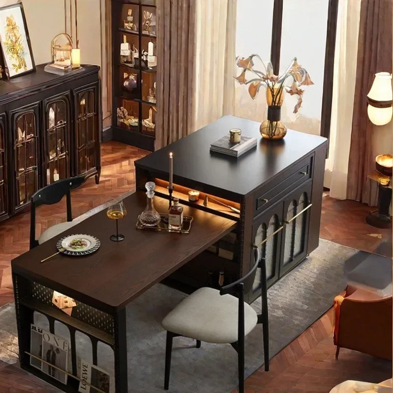 Storage multi-functional household small apartment retractable bar table