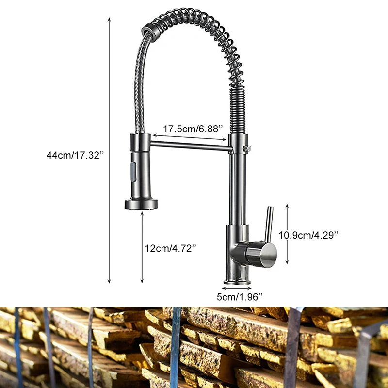 Deck Mounted Flexible Kitchen Faucets Pull Out Mixer Tap Black Hot Cold Kitchen Faucet Spring Style with Spray Mixers Taps E9009