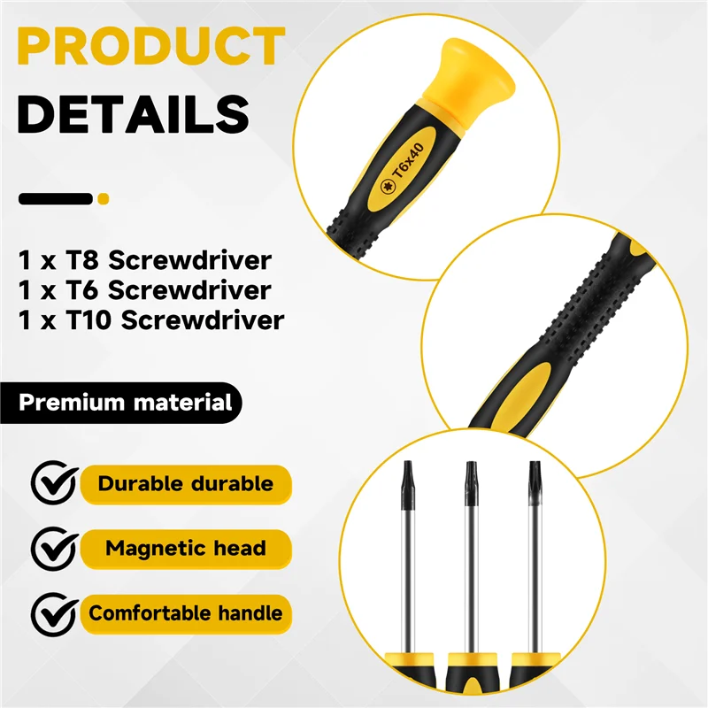 Abgn 8 pçs/set torx t8 t6 t10 h35 chave de fenda conjunto ferramentas reparo kit chave de fenda pry para um 360 ps3 ps4