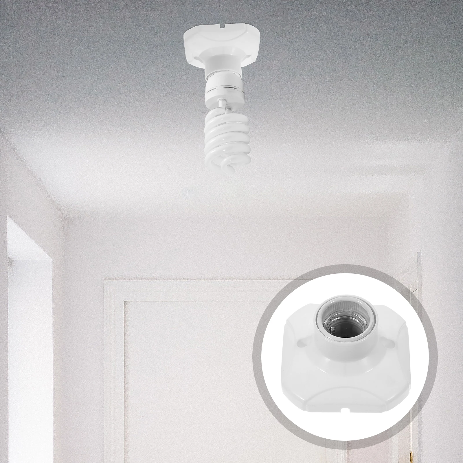 

4pcs E27 Holder Flat Bottom Light Base Ceramic Adapter for Lamp Holder Hallway Living Room Restaurant Lighting