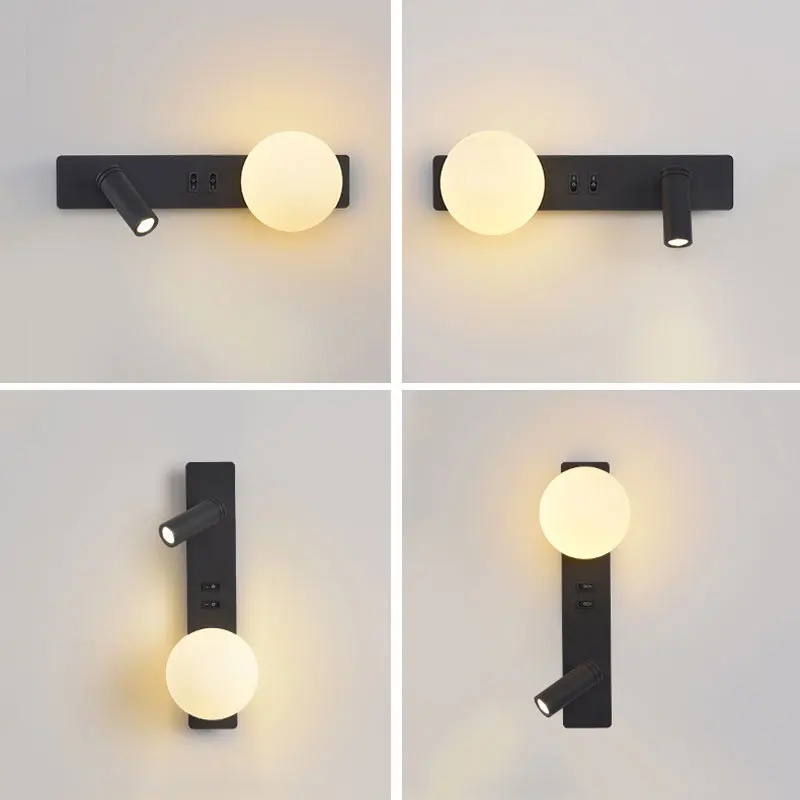Modern LED Bedside Wall Sconce With Dual Independent Switches Rotatable Reading Spotlight Wall Lamp For children's studyLighting