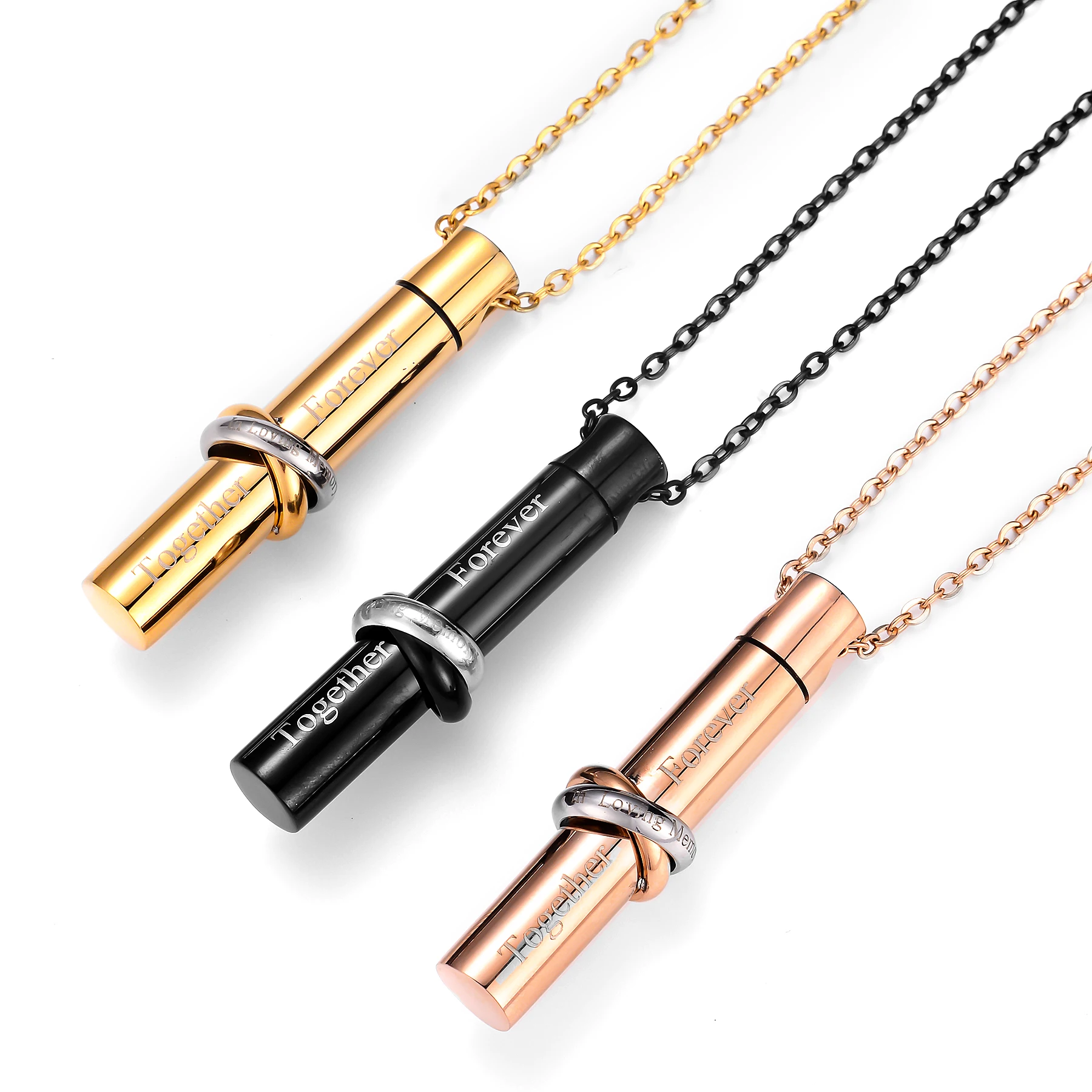 Urn Necklaces for Ashes Stainless Steel Cylinder Urn Pendant Cremation Memorial Keepsake Jewelry for Human Ashes Gift Dropship