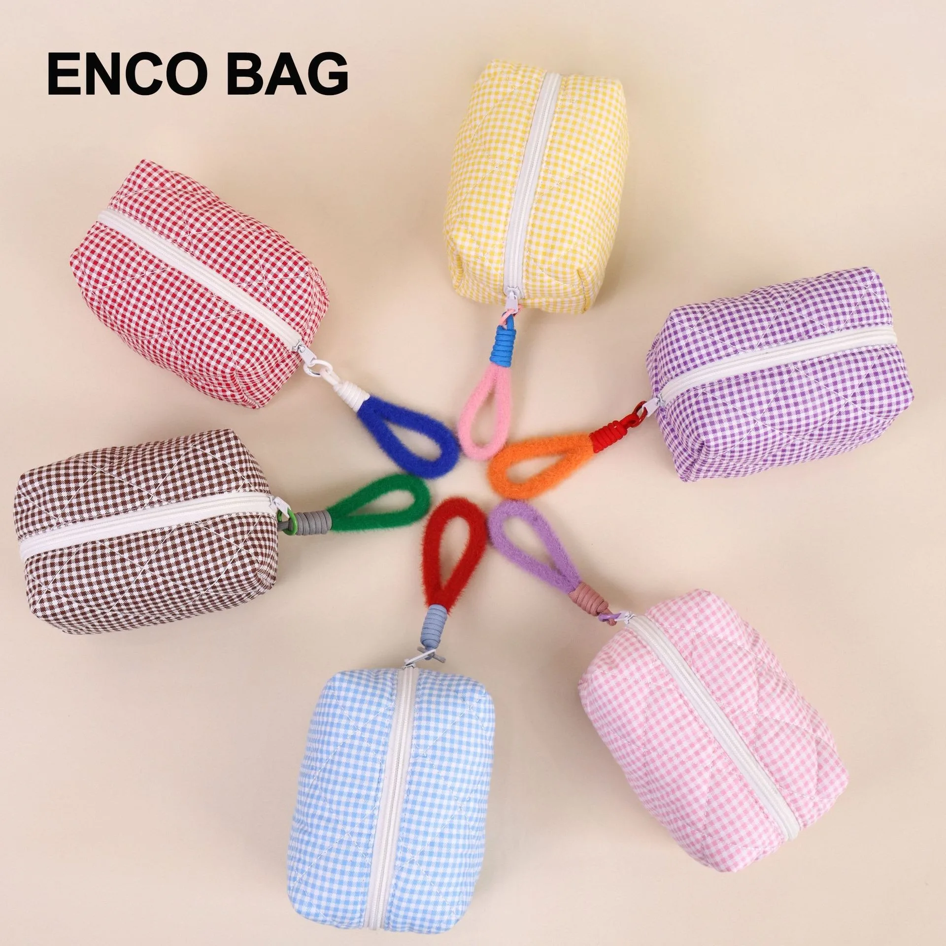 Customized Japanese and Korean Fresh Grid Cosmetic Bag, Simple Large Capacity Makeup Storage Pouch, High-Quality Beauty Bag