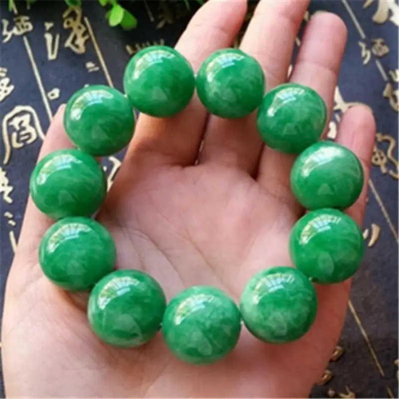 

Китайский зеленый нефритовый Круглый браслет-цепочка с бусинами будды ручной работы 20 мм