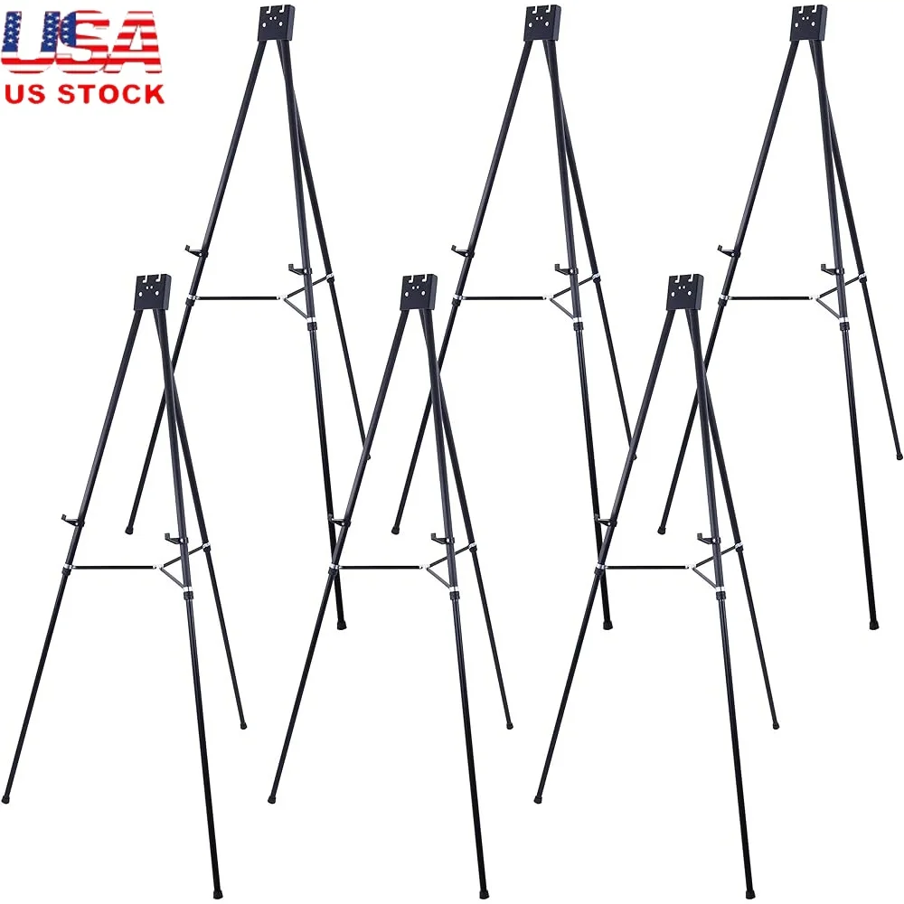 

70" High Heavy Duty Metal Display Easel 6 Pack Adjustable Portable Stand Holds 45 lbs Trade Shows Art Exhibitions Presentations