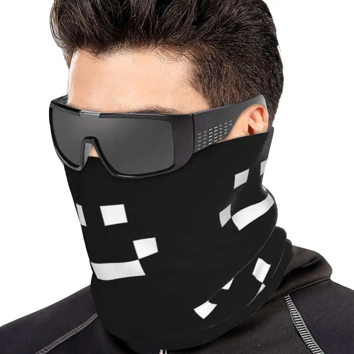 Quackity Merch Smile Logo Multifunctional Elastic Neck Gaiter Wind Proof Face Cover Bandana Unisex for Cycling Climbing Fishing