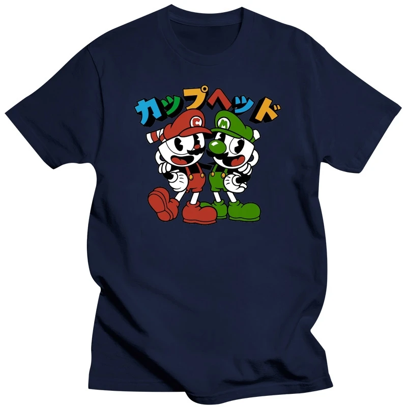 Mens T-shirt Cartoon Fun T-shirt Cuphead Bros T Shirt